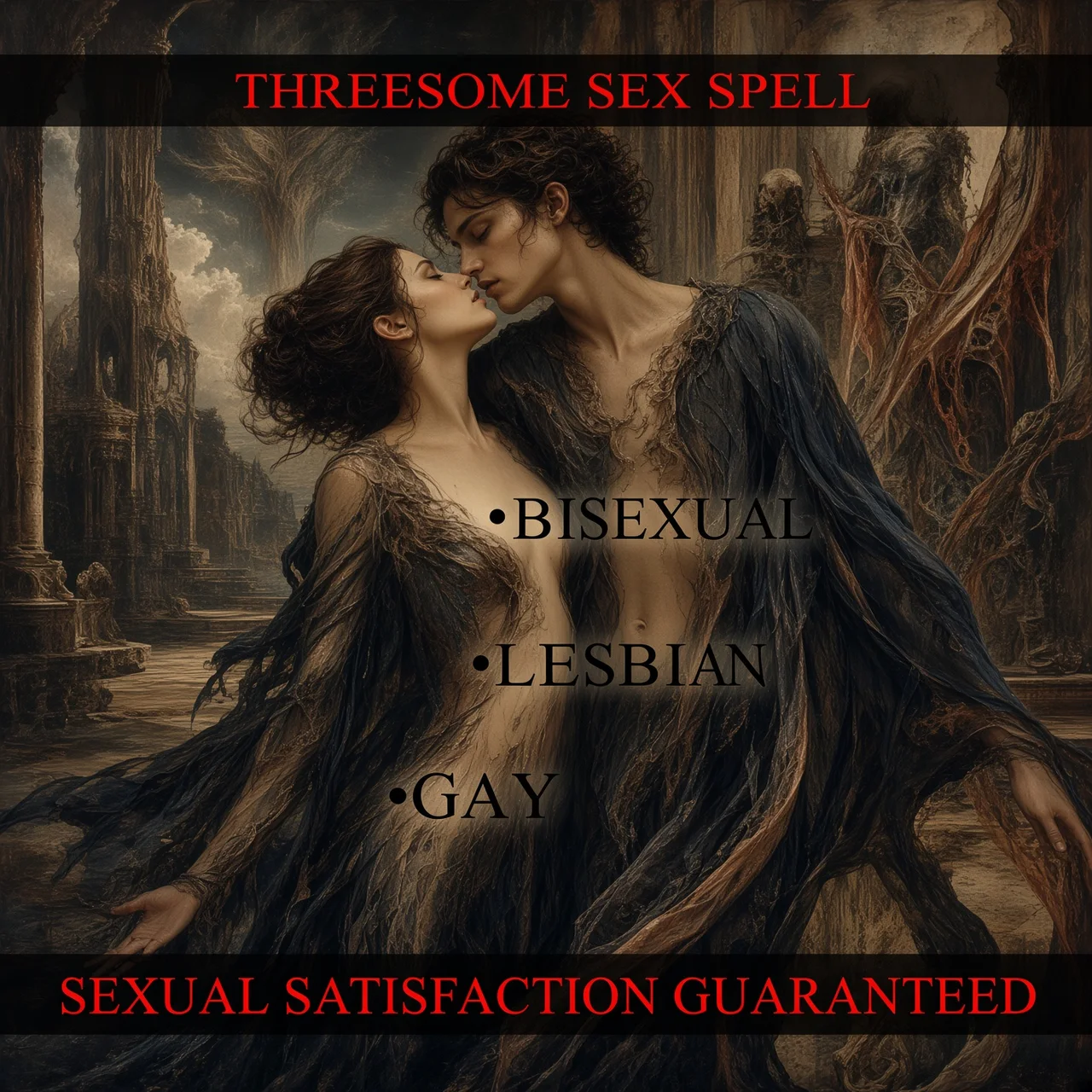 Additional threesome sex spell ritual artwork showing the darker occult theme of this service